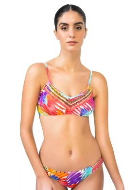 Boncuk Nakışlı V Yaka Halter Bikini
