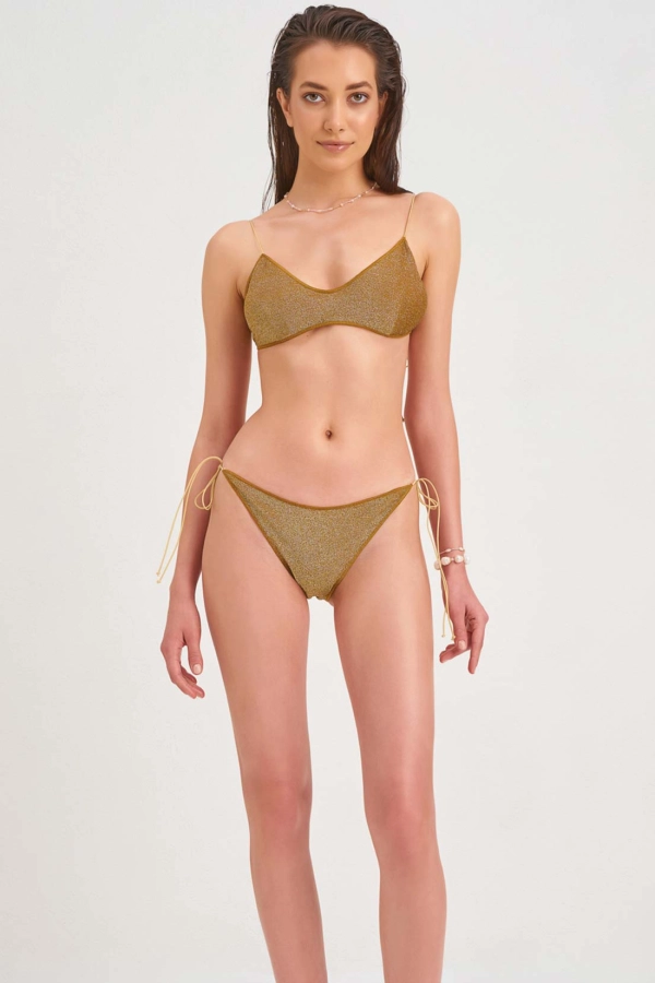 Ada Altın Simli Bikini Üstü
