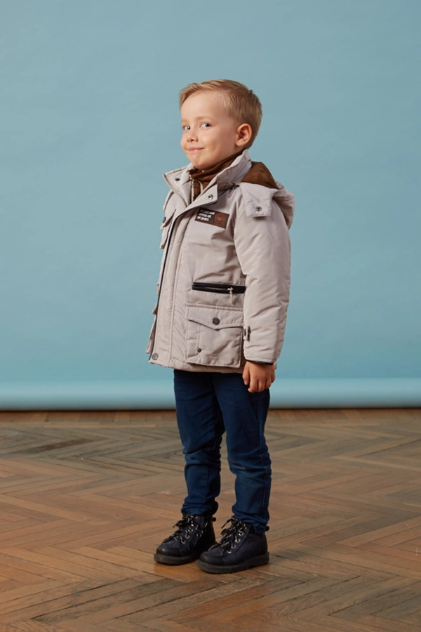 Bebe Kolu Cepli Bej Anorak