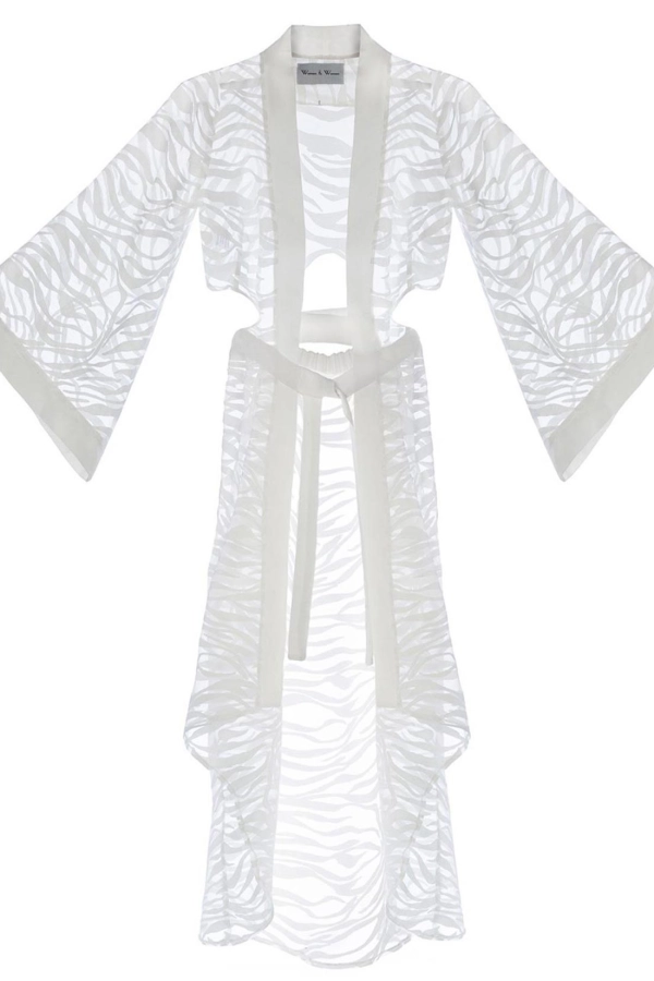 Sevilla Transparant Beyaz Kimono Elbise