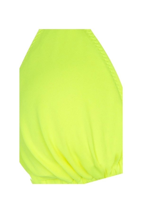 Neon Yeşil Belden Bağcıklı Üçgen Bikini Takımı