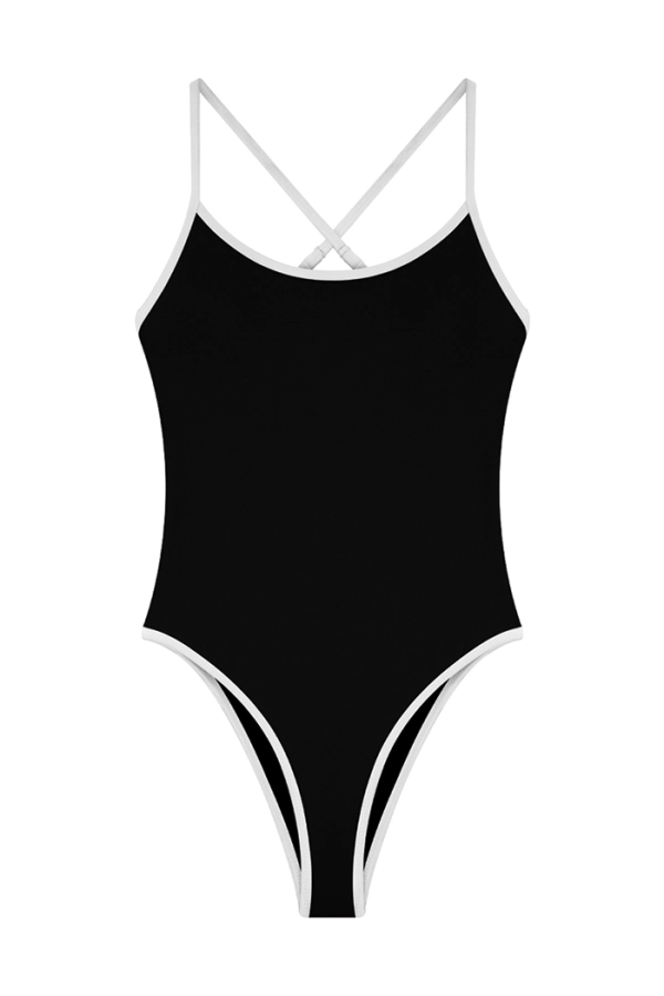 Yüzücü Siyah Beyaz Mayo
