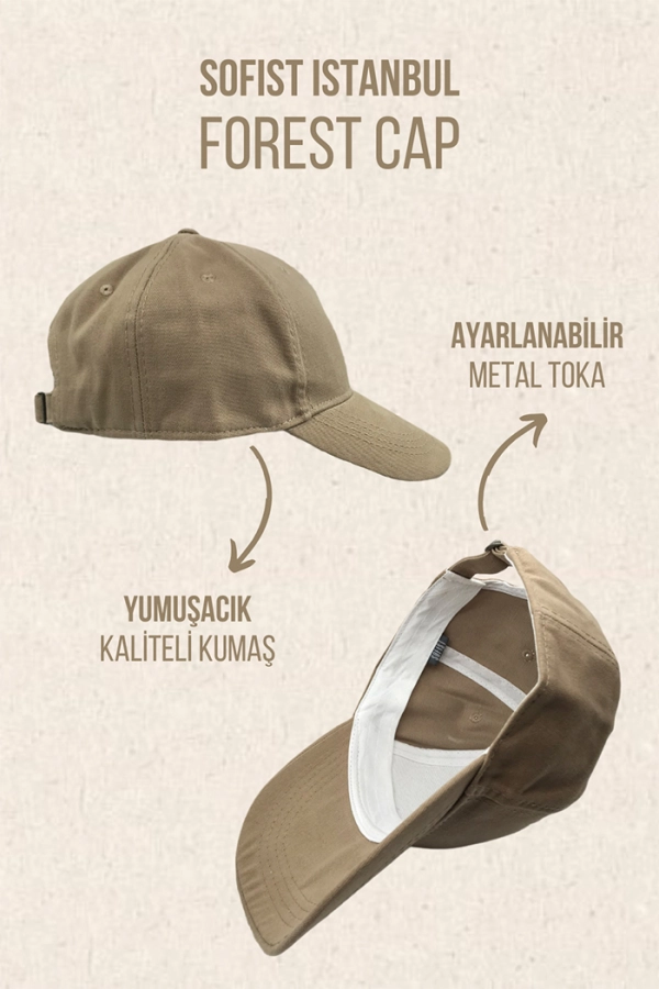 Haki Rengi Yonca İşlemeli Unisex Forest Kep Şapka