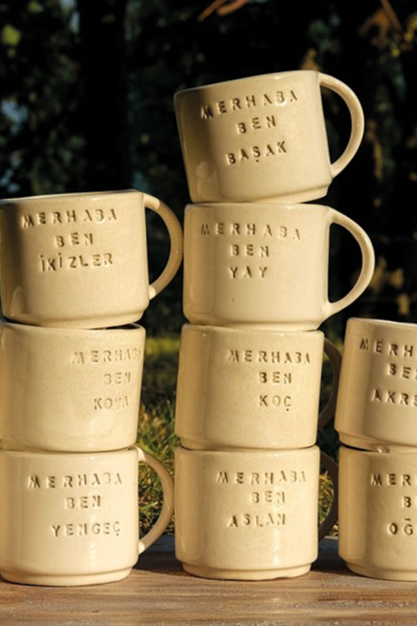 El Yapımı Seramik Burç Kupası - Merhaba Ben İkizler