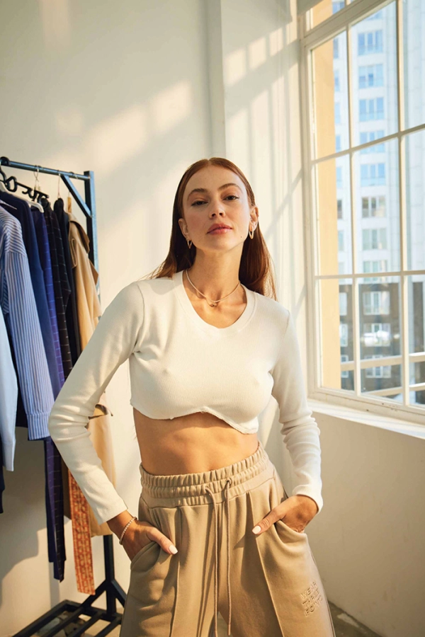 Gabrielle Beyaz Basic Crop