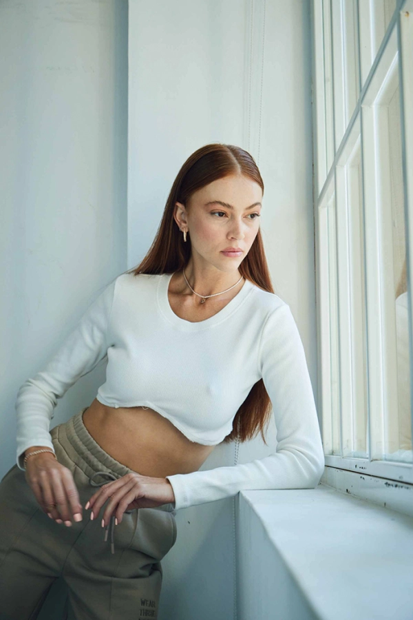 Gabrielle Beyaz Basic Crop