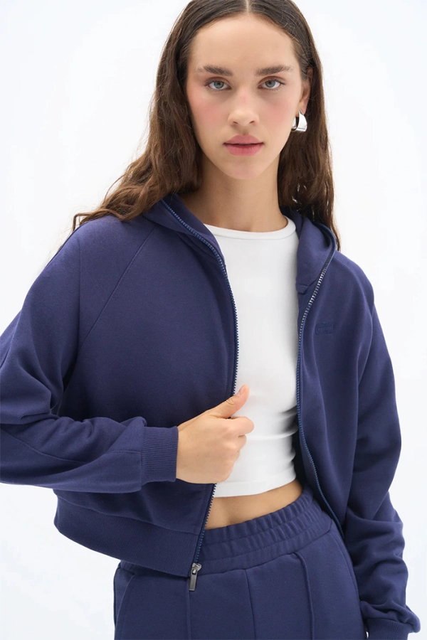 Lacivert Zipper Sweatshirt