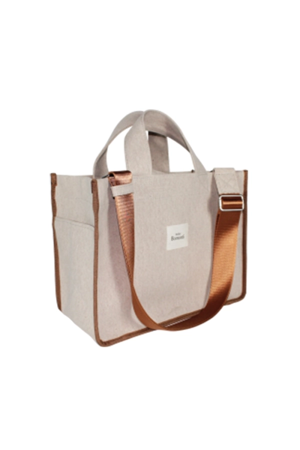 Hishi Rj Tote Bag Beige Kanvas Çanta