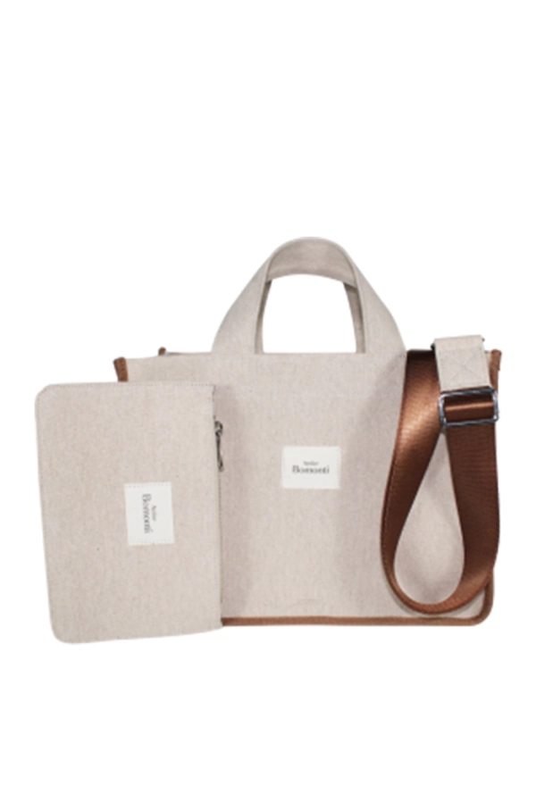 Hishi Rj Tote Bag Beige Kanvas Çanta