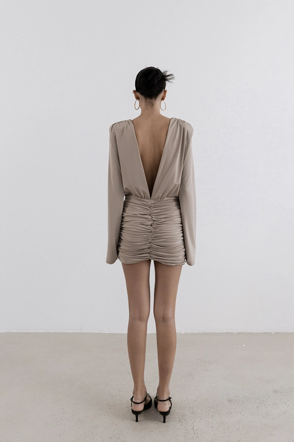 The Natte Beige Mini Dress