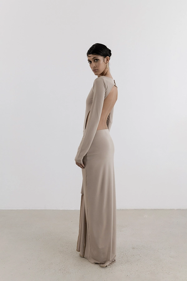 The Chemise  Beige  Maxi Dress