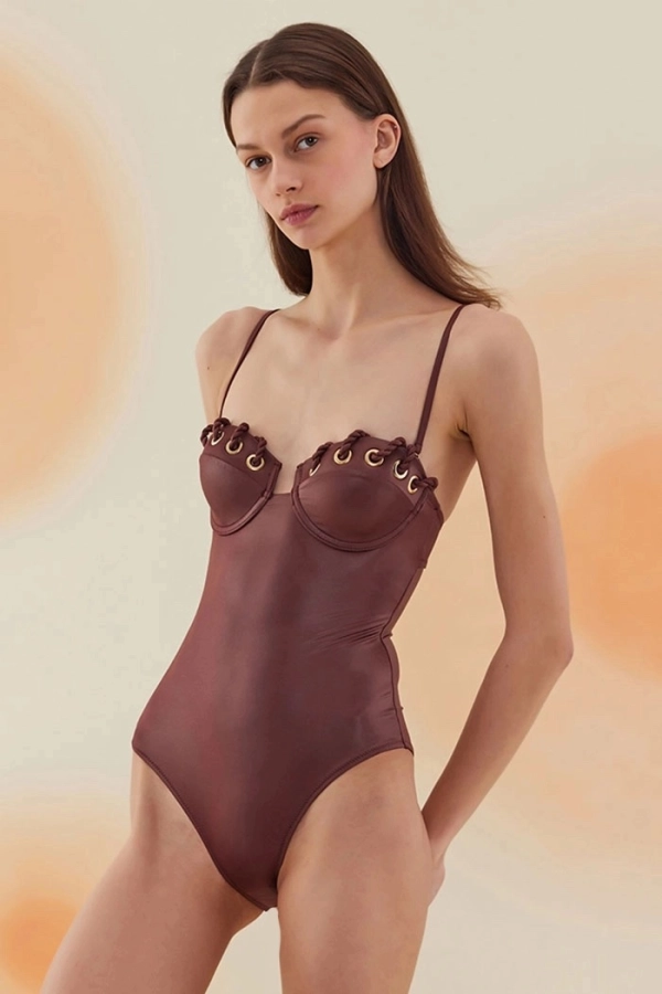 CALICHE BURNT UMBER KUŞGÖZLÜ KAPLI MAYO