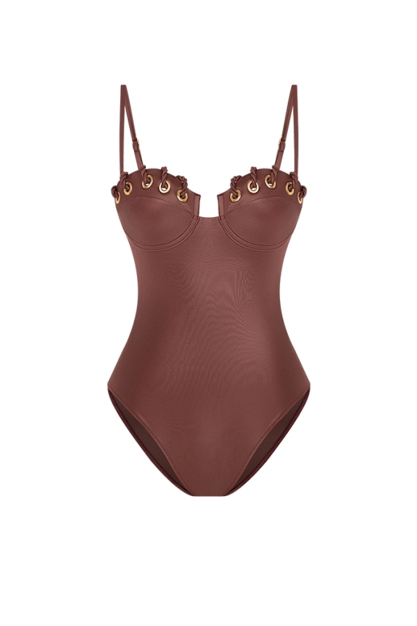 CALICHE BURNT UMBER KUŞGÖZLÜ KAPLI MAYO