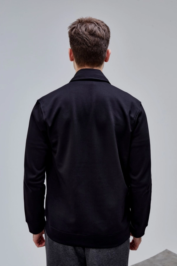 Siyah Renk Regular Fit Fermuarlı Ceket