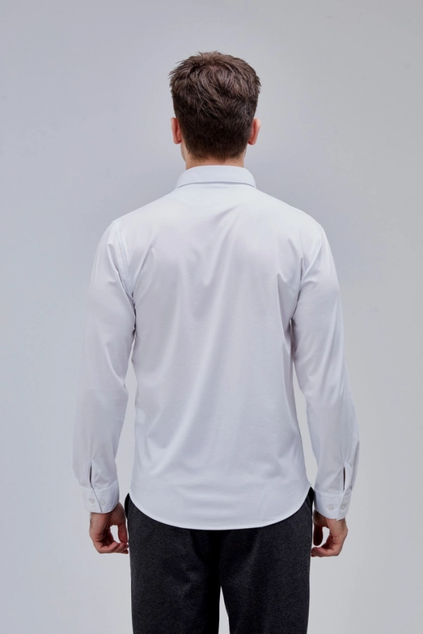 Beyaz Renk Uzun Kol Polyester Gömlek