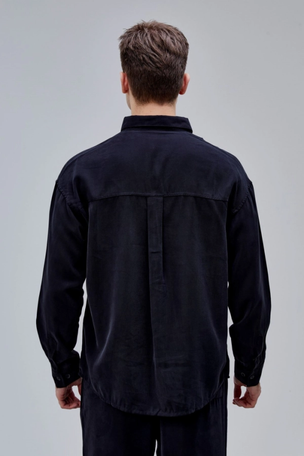 Siyah Renk Oversize Tensel Gömlek