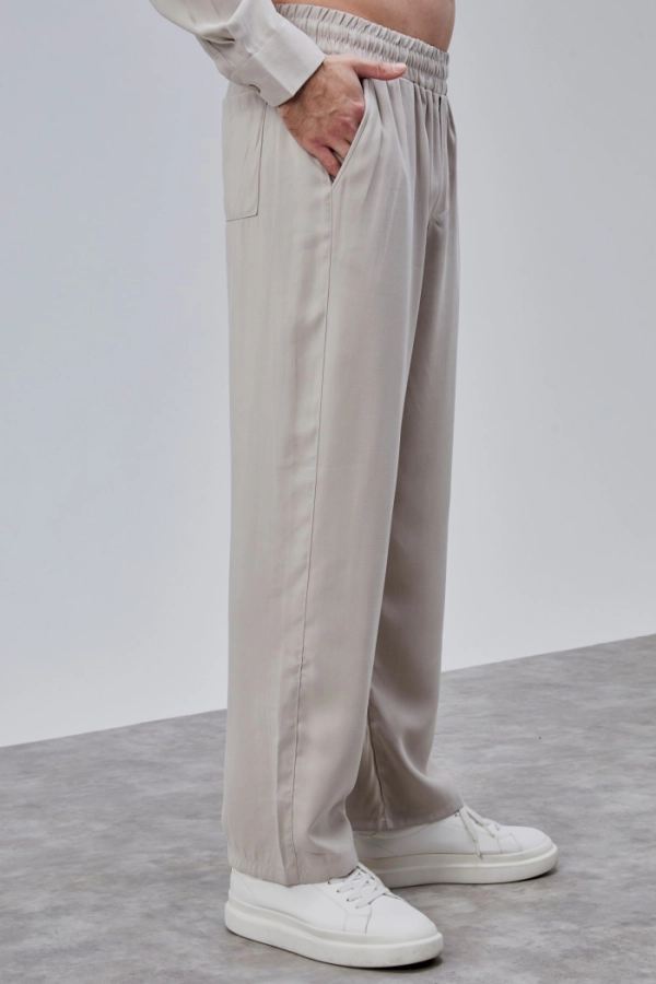 Bej Renk Dökümlü Tensel Pantolon