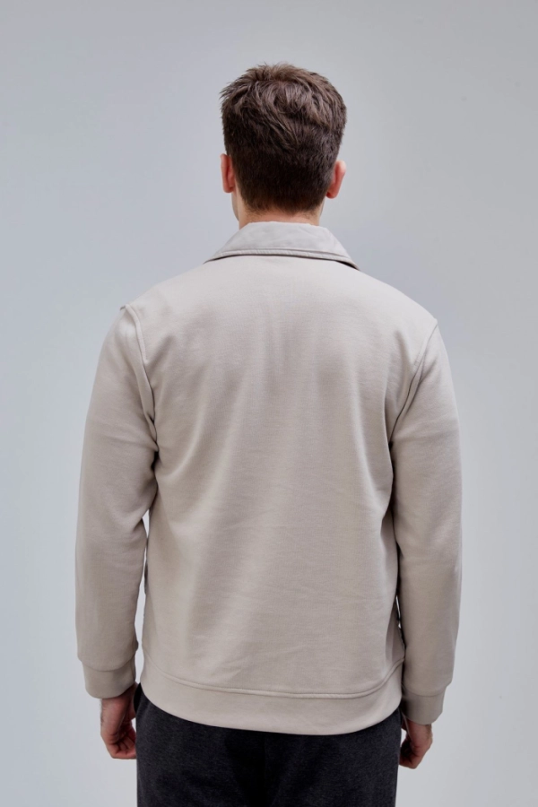 Taş Renk Regular Fit Fermuarlı Ceket