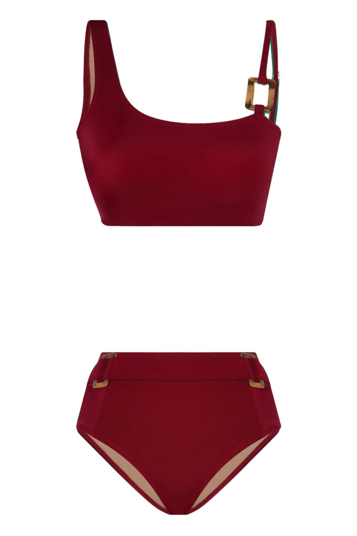Halka Detaylı Bordo Bikini