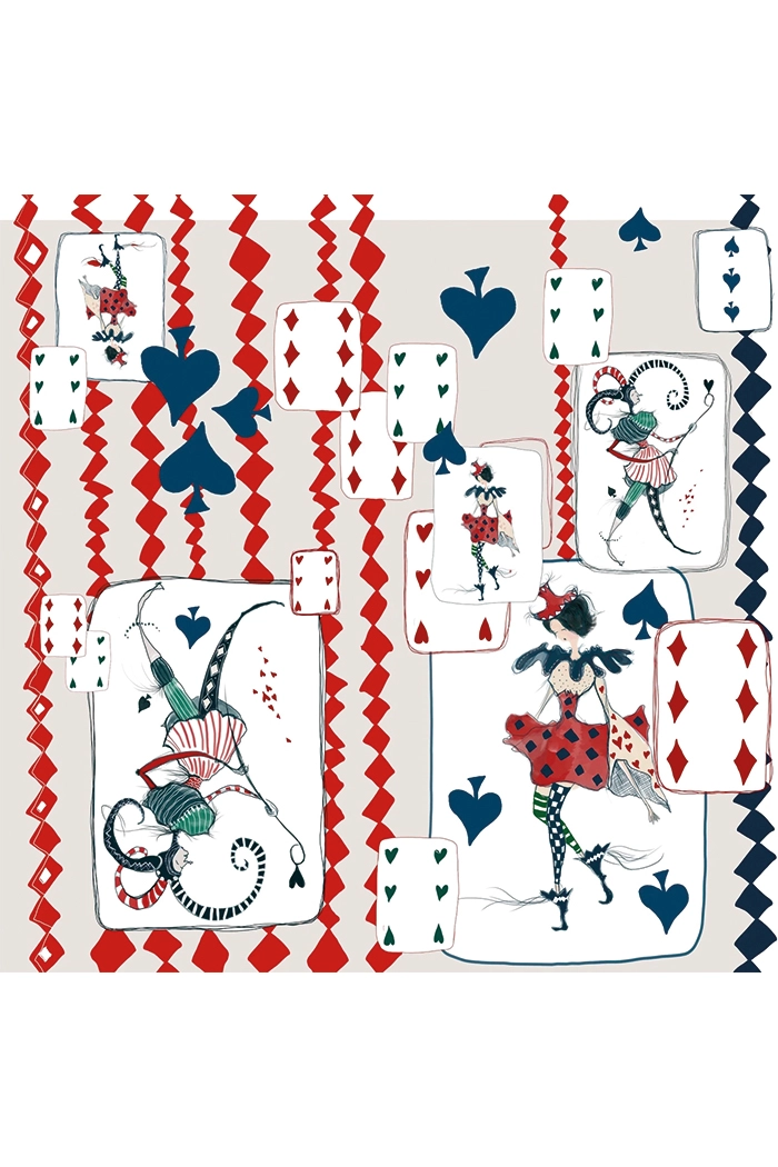 Playing Cards Kırmızı Çerçeveli İpek Fular