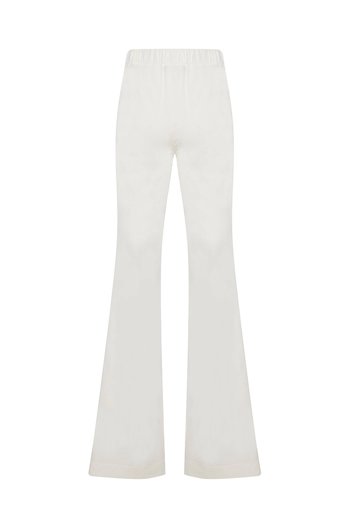 Rhea Geniş Paça Beyaz Pantolon