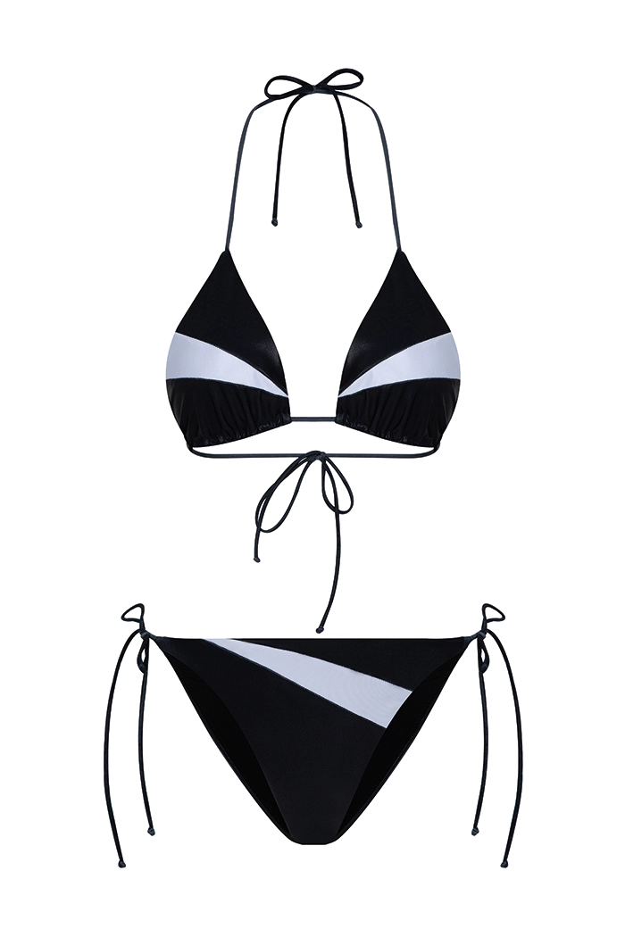 Spume Siyah Beyaz Üçgen Bikini Takımı