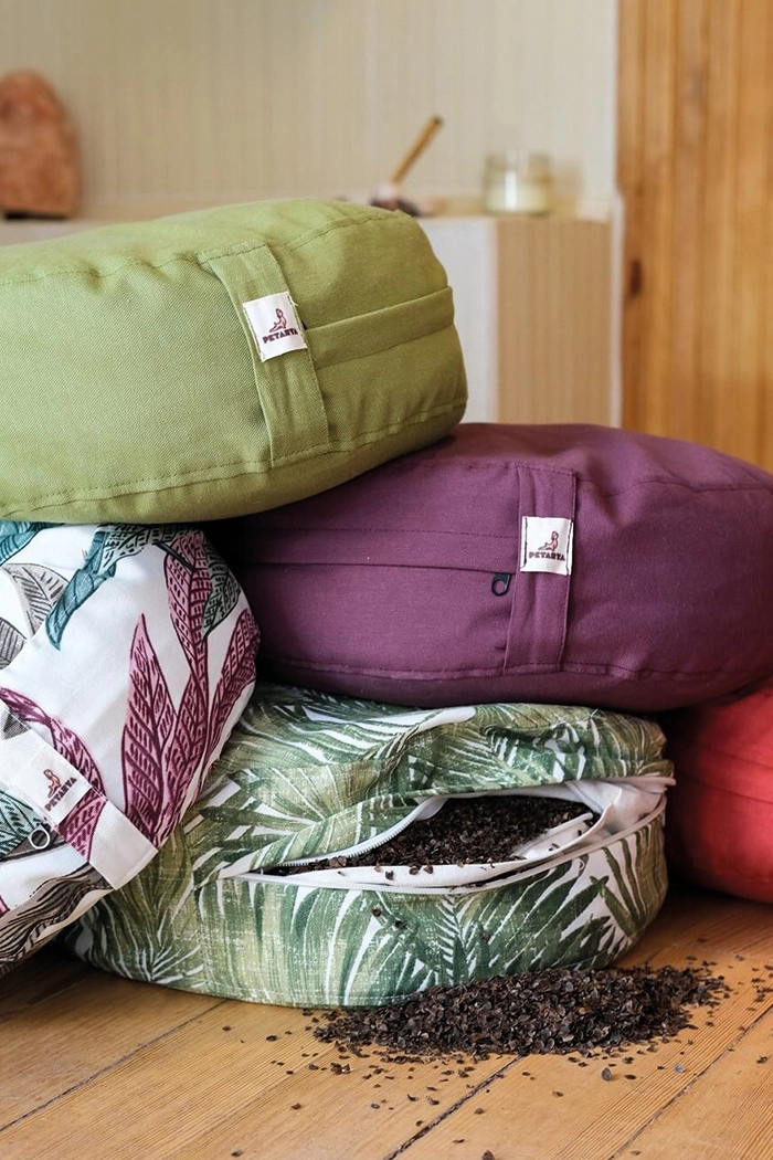 Zafu Yeşil Karabuğday Kabuğu Dolgulu Meditasyon Minderi