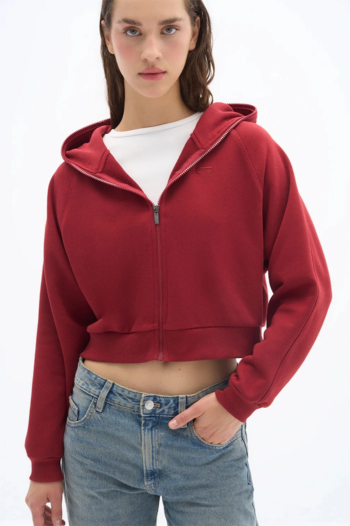 Taş Rengi Zipper Sweatshirt