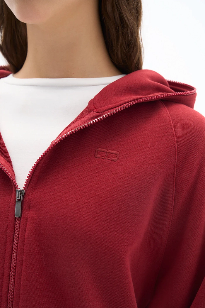 Taş Rengi Zipper Sweatshirt