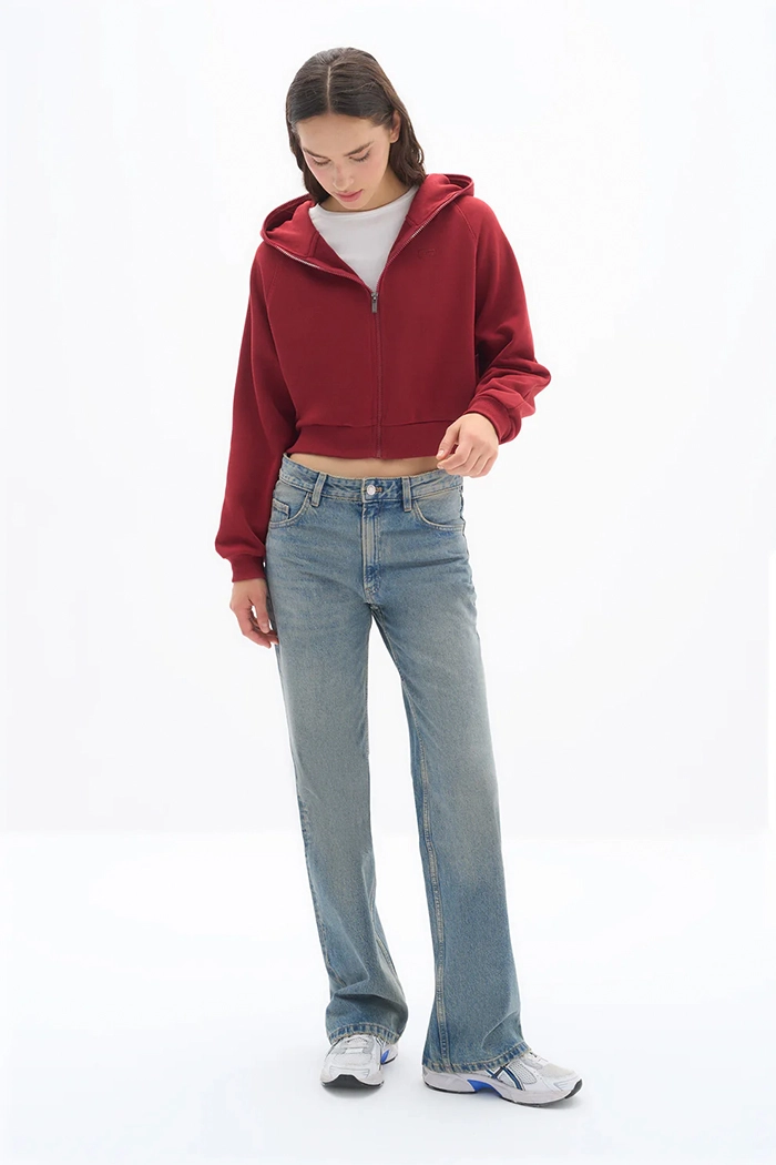 Taş Rengi Zipper Sweatshirt