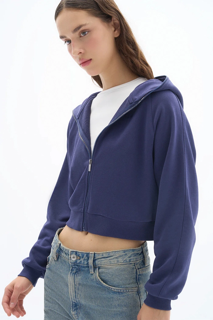 Lacivert Zipper Sweatshirt