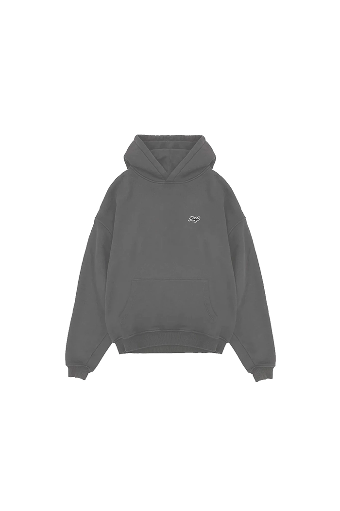 MUGO Gri Basic Unisex Hoodie