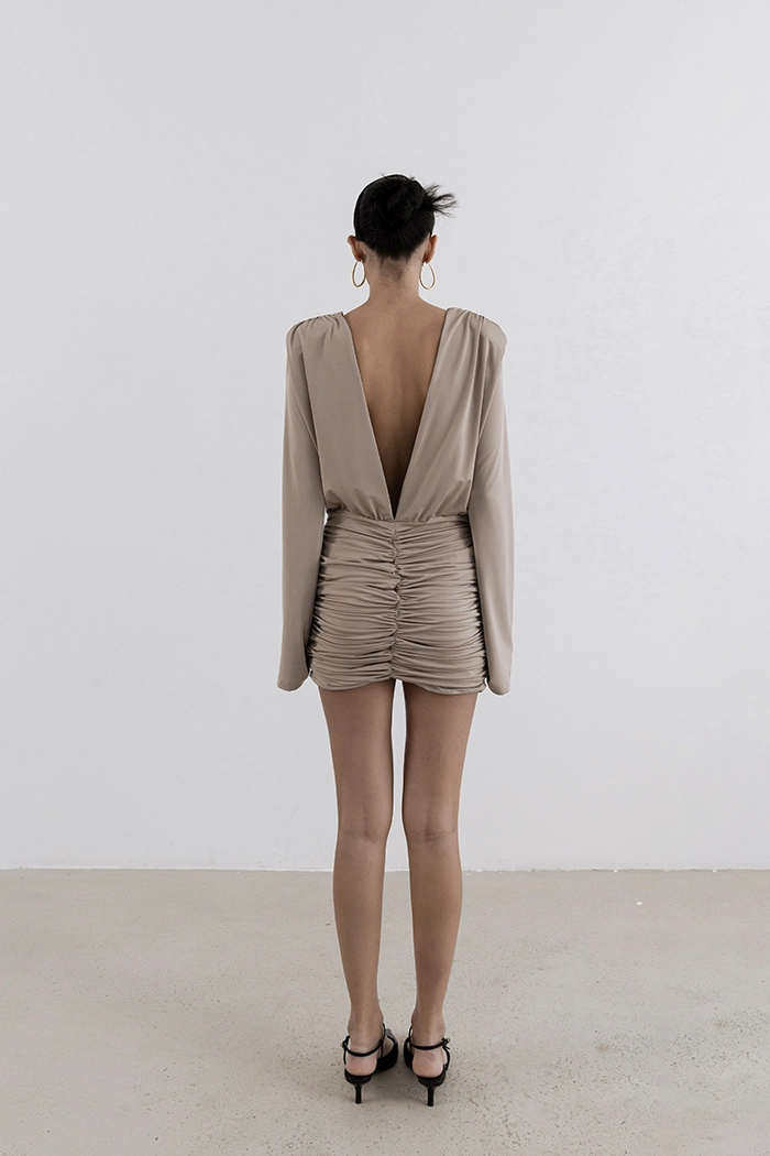 The Natte Beige Mini Dress