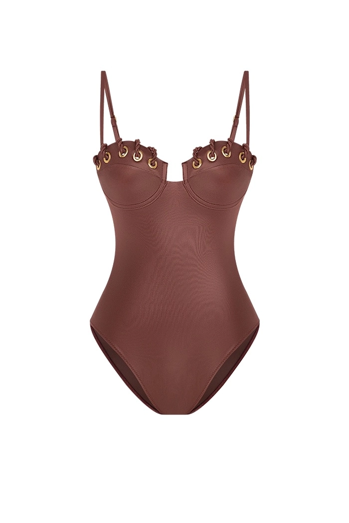 CALICHE BURNT UMBER KUŞGÖZLÜ KAPLI MAYO