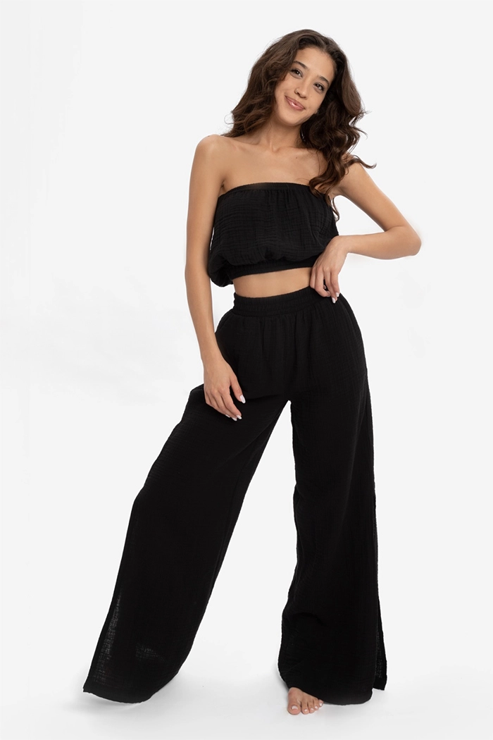 Siyah Müslin CropTop