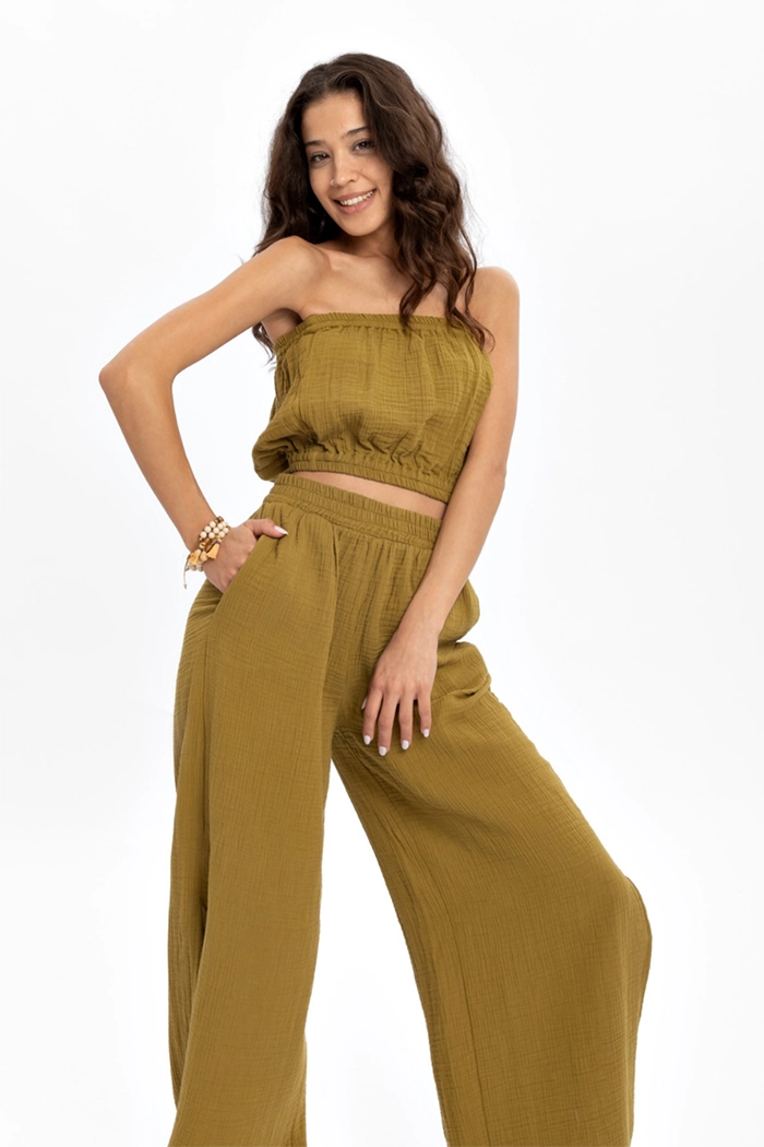 Yağ Yeşili Müslin CropTop