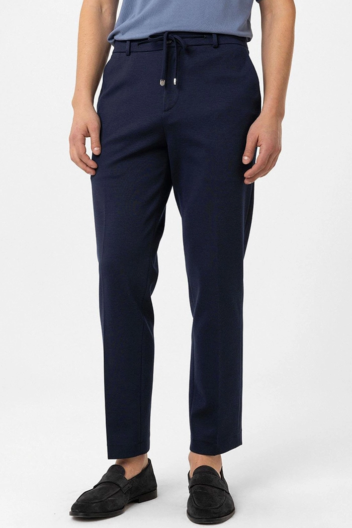 Lacivert Renk Rahat Kesim Örme Pant