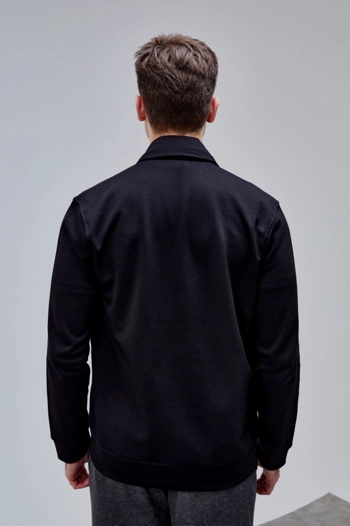 Siyah Renk Regular Fit Fermuarlı Ceket