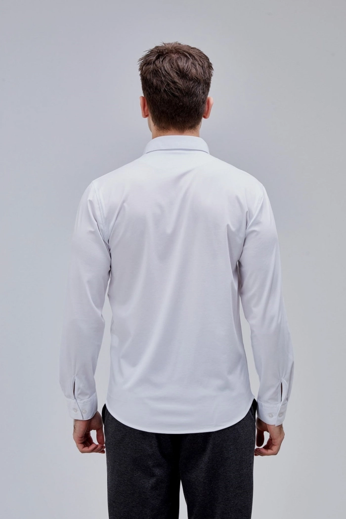 Beyaz Renk Uzun Kol Polyester Gömlek