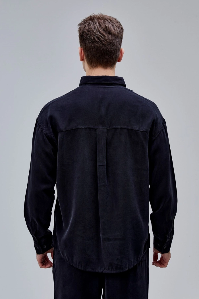 Siyah Renk Oversize Tensel Gömlek