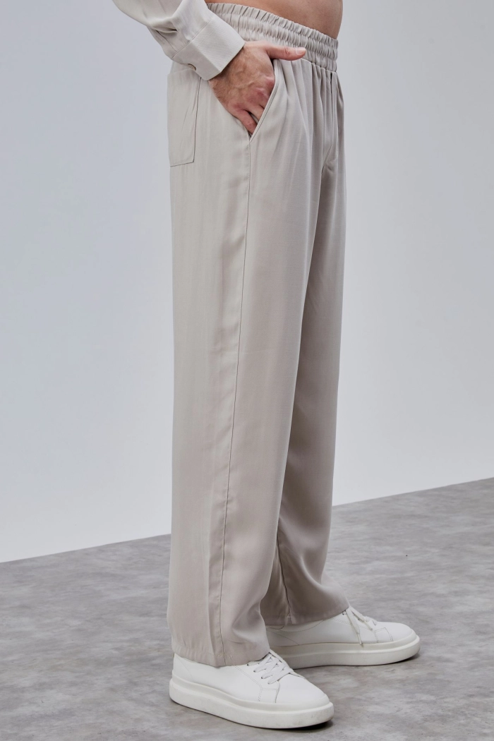 Bej Renk Dökümlü Tensel Pantolon