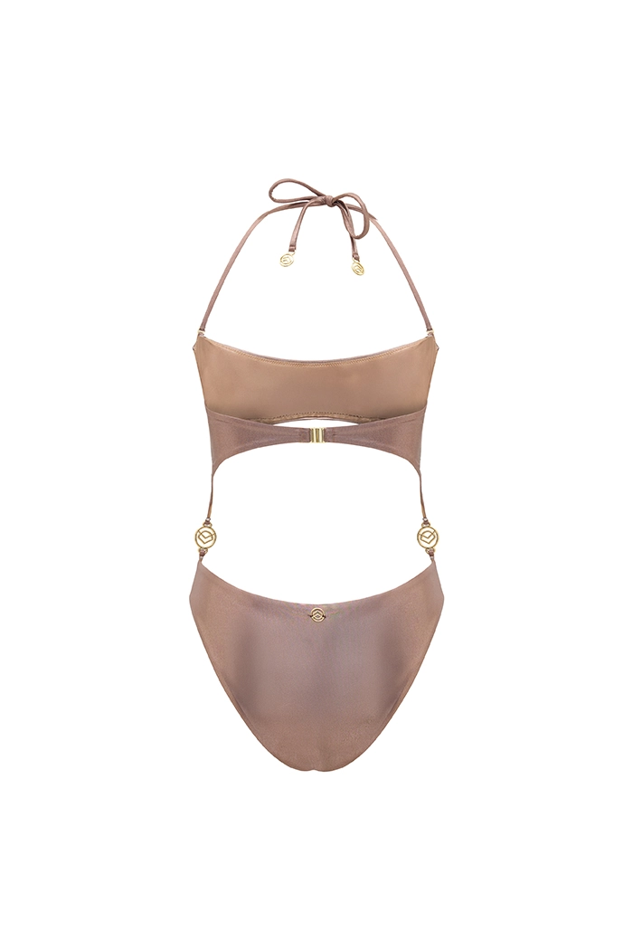 Raylia Copperglow Straplez Boyundan Bağlamalı Pencereli Mayo